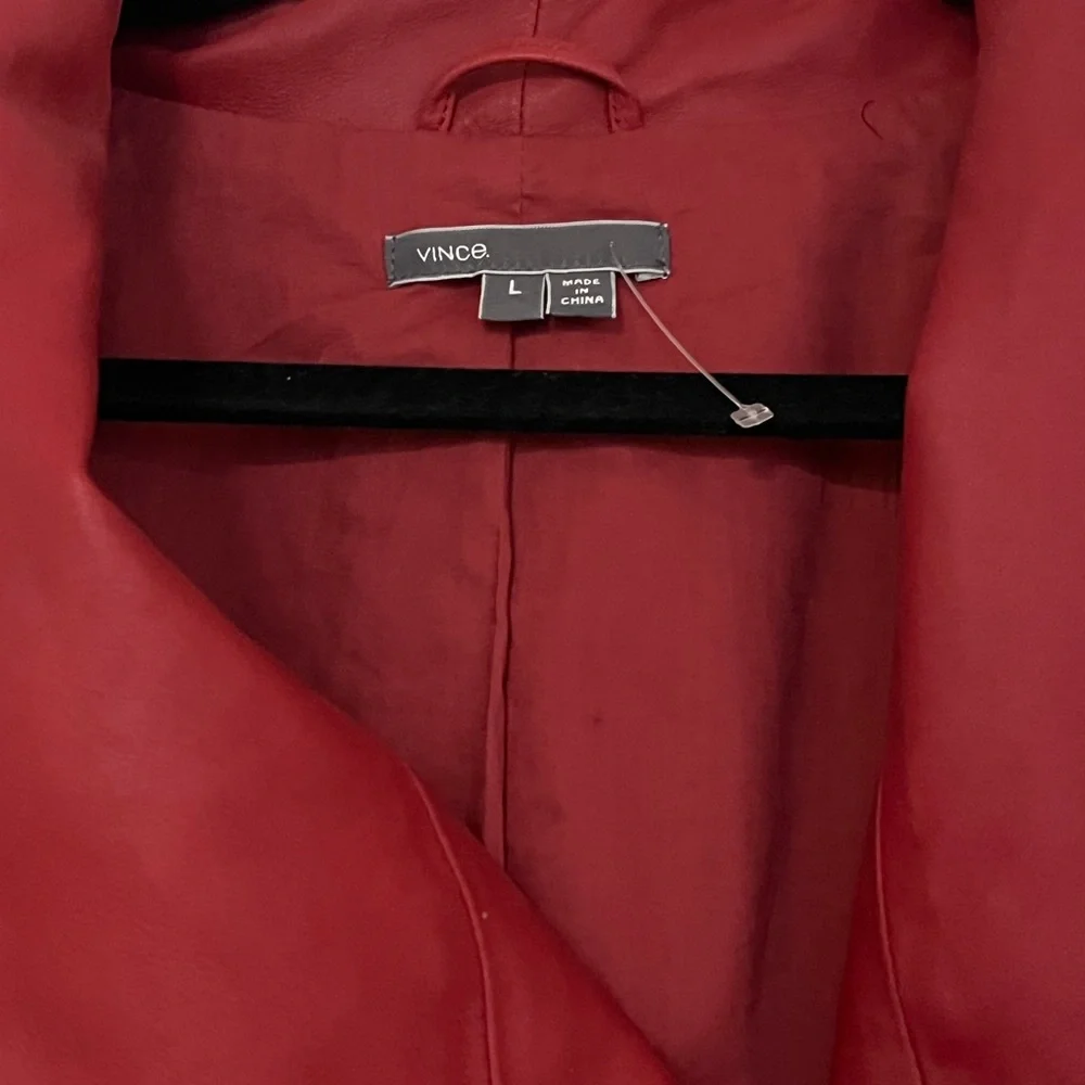 NWOT 🔥Vince Leather Moto Jacket Red X LARGE Womens Zip Up Layered - Picture 3 of 10